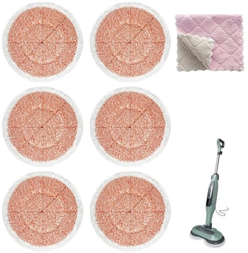 ELLECILA Mop Replacement Pads for Shark, 6PCS Steam Mop Pads, Reusable Steam and Scrub Cleaning Pads, Heavy Scrub Pad, Velvet Nylon Yarn Cover, Compatible with S6002UK S7201UK (Orange)