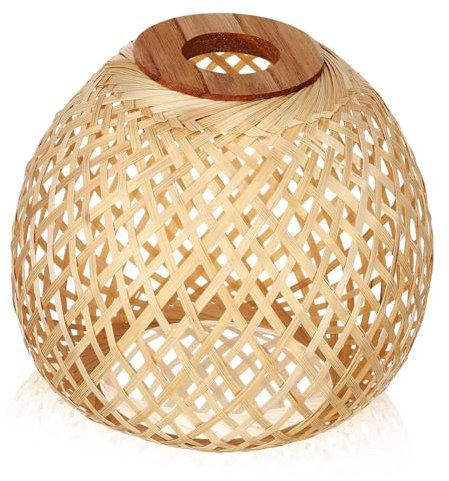 ABOOFAN Lampenschirm Aus Bambus Rattan Gewebter Deckenlampenschirm Ersatzlampenschirm Natürlicher Lichtfilter Für Wohnzimmer Und Schlafzimmer