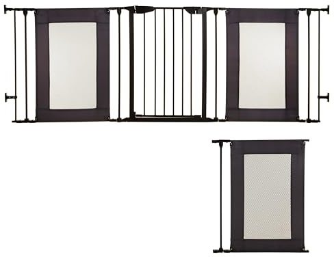 Dreambaby Denver Adapta Baby Safety Gate - Fits Opening from 85.5-258cm Wide & 74cm Tall - Includes 1x 58cm extension - Suitable Barrier for Stairs, Irregular Openings, & Wide Areas - Black