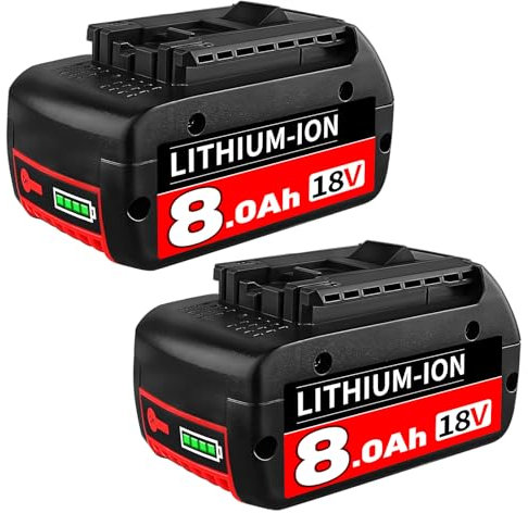 2 X 8.0Ah/8000mAh Ersatzakku für Bosch 18V Akku Kompatibel mit Bosch Akku 18V Serie BAT609 BAT622 BAT609G mit LED-Indikator (Nicht Kompatibel mit 18 Volt Green Tools House & Garden System)