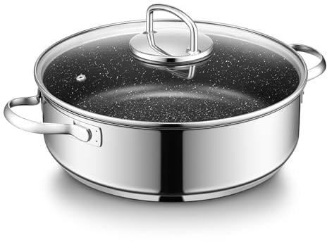 BEZIA Schmorpfanne 28 cm mit hohem Rand & Deckel, Induktions-Bräter 5,2 L
