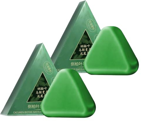 Nature Triangle Shampoo Bar, 2X120g Usman Grass Champú Barra, Nutritivo Crecimiento Capilar Champú Barra Jabón Verde, Limpieza Profunda Fortalecimiento Crecimiento Capilar Jabones Champús