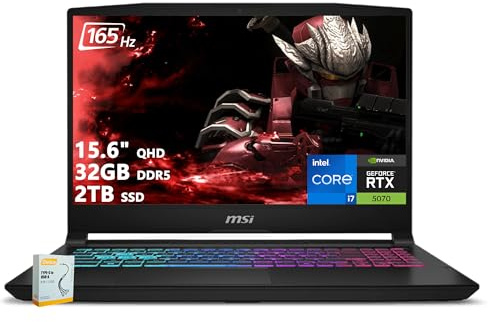 msi Katana 15 HX Gaming Laptop | 15.6 QHD 165Hz 100% DCI-P3 | Intel Core i7-14650HX (>i9-12900H) | 32GB DDR5 2TB SSD | GeForce RTX 5070 (Up to 798 AI Tops) | RGB Keyboard Win11 w/DLCA Accessory