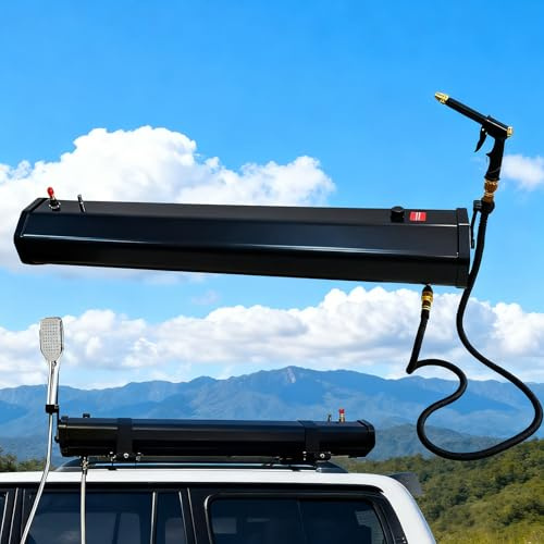 Tragbare Dachgepäckträger-Dusche mit Druckwasserbehälter, verstellbarem Duschkopf und Schlauch für Offroad-Camping, SUV, LKW, Wohnmobil, Overlanding und Outdoor-Abenteuer 20L (5.3 gal)