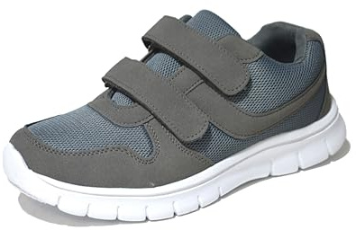 Men’s Lightweight Hook & Loop Walking Trainers – Breathable Mesh Comfortable Everyday Shoes with Cushioned Sole, Easy Fastening Wide Fit Casual Sneakers for Daily Wear UK Size 6-12.