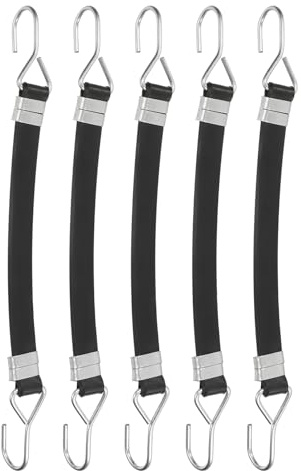QUARKZMAN 5Pcs Cordes Élastiques avec Crochets 0.2 Mètre Noir | Bandes Élastiques En Caoutchouc, Attaches Cordes De Fixation Avec Boucles Métalliques Pour Sécuriser Cargaison Moto Toiles
