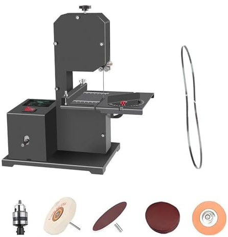 Ymnogjie Sierra de Cinta para Metal,Motor De Cobre Cinta 800W Profesional para Carpintería,Sierra Circular de Mesa,Curvos y Multíángulo para Madera y Metal