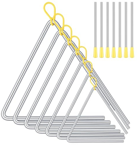 Triangel Set 7-teilig, Musikinstrument Percussion, Manganese Stahl, 10cm 12.5cm 15cm 17.5cm 20cm 22.5cm 25cm, mit Schlägel für Schule Orchester Musikunterricht