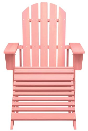 GeenYuu Adirondack Chaise de jardin avec repose-pieds en bois de sapin massif rose, robuste et résistante aux intempéries, ergonomique, 70 x 147,5 x 88,5 cm, idéale pour terrasse et confort de jardin