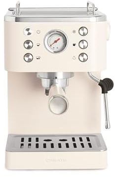CREATE / THERA CLASSIC COLD BREW/Cafetera express blanco roto/Función café frío, depósito 1,5L, brazo vaporizador, doble salida, semiautomática, café molido y monodosis ESE 55mm manómetro, 1350W