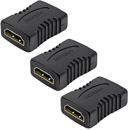 JBSTK 3X HDMI auf HDMI Kupplung Adapter/HDMI-Buchse auf HDMI-Buchse Verlängerung | VERGOLDETE Kontakte | 1080p Full HD | Schwarz