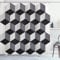 Lunarable Optical Illusion Shower Curtain, 3D Style Geometric Mosaic Architecture Industrial Theme, Cloth Fabric Bathroom Decor Set with Hooks, 84 Long Extra, Pale Grey Black and Grey