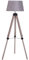 HOMCOM Tripod Floor Lamps for Living Room Bedroom, Modern Adjustable Standing Lamp with Wood Legs, Drum Fabric Shade, 99-143cm, Grey