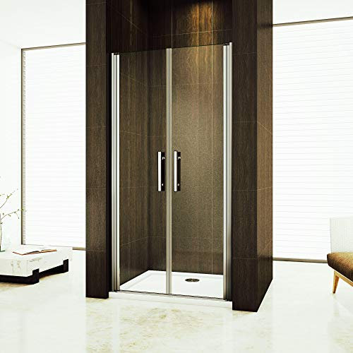 AICA 100cm Duschabtrennung Verstellbereich von 96-100cm Höhe:195cm Duschtür Doppel Nischentür Duschwand aus 6mm Sicherheitsglas mit Nanobeschichtung