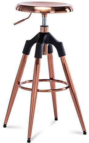 Brage Livng Rose Gold Four-Legged Swivel Adjustable Height Barstool with Footrest (Rose Gold)