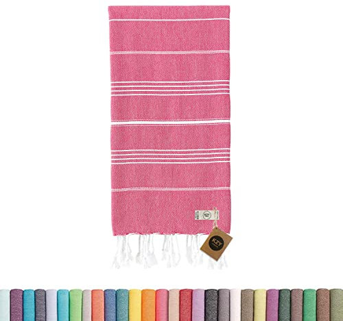 KZY LONDON Beach Towel - Large Turkish Beach Towels for Camping, Swimming, Bath, Gym - Quick Dry, Super Absorbent, Lightweight, Cotton 90x180cm Hammam Towels for Adults (Fuchsia)