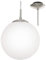 Britalia Satin Nickel & White Opal Glass Globe Shade Modern Pendant Ceiling Light | 30cm Diameter | 1 x ES E27 Lamp Bulb Required (Not Included) | 240 Volts