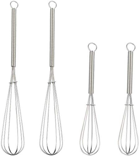 Whisk Stainless Steel Kitchen Whisk, Mini Balloon Wire Whisk for Blending, Whisking, Beating & Stirring - 5 Inches and 7 Inches (Set of 4)
