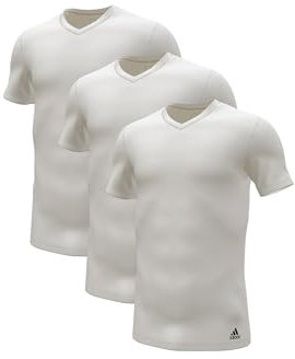 Adidas Herren kurzarm Unterhemd (3er Pack) V- Ausschnitt T- Shirt (Gr. S - 3XL) , Weiß, M