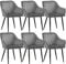 SONGMICS Esszimmerstuhl, 6er Set, Küchenstuhl, Sessel, Samt, Polsterstuhl mit Armlehnen, Loungesessel, bis 120 kg belastbar, Metallbeine, für Esszimmer, Küche, hellgrau-tintenschwarz LDC087G03-6