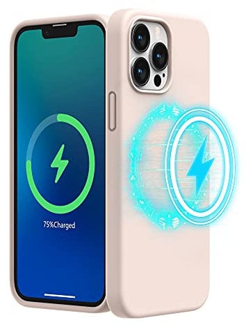 SURPHY Magnetic Case Designed for iPhone 13 Pro Max Case (6.7 inch 2021 Release), with Microfiber Lining Liquid Silicone Phone Case for iPhone 13 Pro Max (Light Pink)