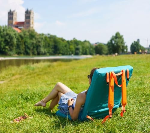 WESTMANN tragbarer Bodensessel, Sitzmatte faltbar | 128x52x15 cm Petrol | Polyester Faltstuhl | Lazy Sofa | Mediationssstuhl verstellbar