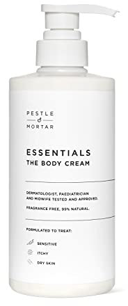 Pestle & Mortar Essentials The Body Cream Moisturiser 500ml Suitable For Dry, Eczema-prone, Psoriasis-prone skin, Dermatologically tested, midwife approved