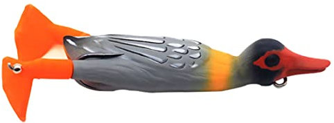 Angelköder 3D Entenköder Propeller Flipper Ente Köder Weiche Angelköder Wobbler Eyes Topwater Fishing Lure für Angelgerät Getriebe - Grau