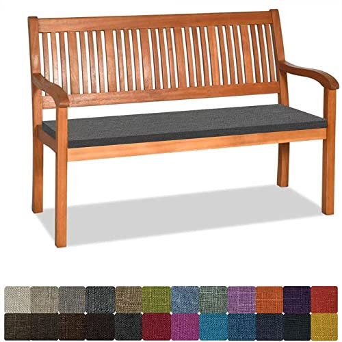 Bankauflage Stuhlkissen Bankkissen mit Krawatte Waschbar ,170x50x5cm,1 2 3 4-Sitzer Sitzkissen Rutschfeste Auflage für Gartenbank ,Küche,Terrasse Innen und Außenbereich,Dicker Leinenstoff,warmes grau