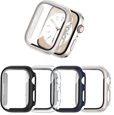 COMMUTER - Protector de pantalla para Apple Watch SE (2ª generación)/SE/6/5/4 de 1.575 pulgadas, cubierta ultrafina de policarbonato duro incorporado, película de vidrio templado para COMMUTER Watch