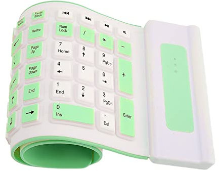Jectse Clavier en Silicone 103 Touches, 2,4 G Sans Fil Flexible Pliable et Enroulable, Caoutchouc Souple Étanche à la Poussière, Silencieux pour Ordinateur Portable, PC (Cyan)
