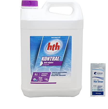 HTH KONTRAL Liquide - 5L | Anti-Algues - Standard + 10 Tests HPS OFFERTS 6 en 1