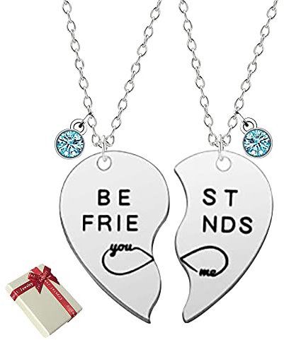 Huture BFF Ketten Herzanhänger mit,Halsketten für beste freundin,freundschaftsketten für 2 mädchen Puzzle Herz Halskette aus Edelstahl Schwester BFF Schmuck für Beste Freunde Geschenk