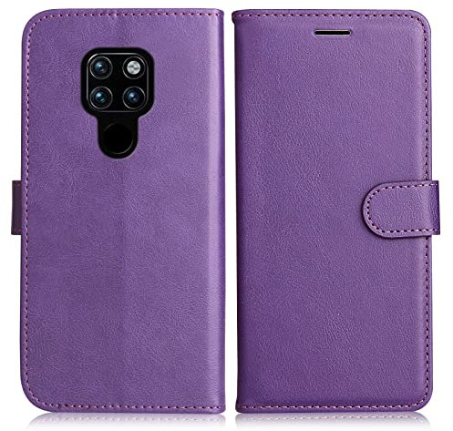 DENDICO Hülle für Huawei Mate 20, PU Leder Brieftasche Handyhülle, Flip Tasche TPU Schutzhülle mit Kartenfach für Huawei Mate 20, Violett
