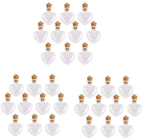 30 ampollas de cristal de corcho con forma de corazón