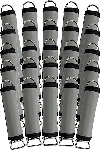 Poolzilla 25 Stück Premium-Federbandagen, Poolabdeckung, Federhülsen mit Klettverschluss für einfache Installation, grauem Vinyl-beschichtetem Polyester, Federn nicht im Lieferumfang enthalten