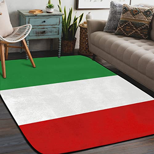 WowPrint Italien Flagge Area Teppiche Wohnzimmer, Flaggenbereich Teppich für Schlafzimmer Kinderzimmer Waschbar Rutschfeste Bodenmatte Großer Teppich 122 x 183 cm