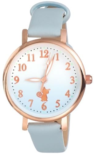 Hemobllo Kinder Armbanduhr Analog 30 m Wasserdicht, Türkis Lederarmband, Leuchtzeiger für Mädchen 4-12 Jahre, Lernuhr mit Ziffernblatt