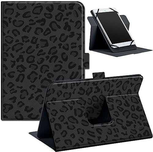 Universal Tablet Case for 9-10.5 inch Tablets, Fit for Fire HD 10, Stand Folio Case with Adjustable Fixing Band and Multiple Viewing Angles, Leopard Print