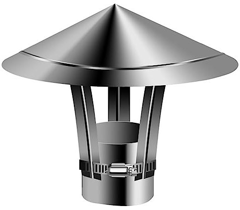 POCHY Terminale Canna Fumaria Antivento E Antipioggia, Comignolo in Acciaio Inox per Camino, Stufa A Legna, Pellet E Caldaia Biomassa, per Tutti I Combustibili,120mm