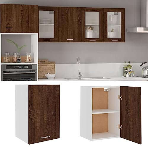 Homgoday Armario Colgante de Cocina Empotrado, Mueble Superior, Color Marrón Roble, 39,5 x 31 x