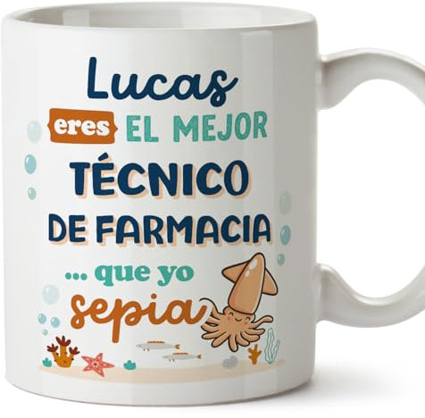MUGFFINS Tazas Personalizadas para TÉCNICO DE FARMACIA hombre - En Español - Mejor que yo Sepia - 11 oz / 330 ml - Regalo Personalizable original y divertido