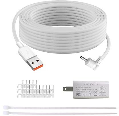 Camera Power Cable for Ring and Cam Charger Weatherproof 10m Extension Cable