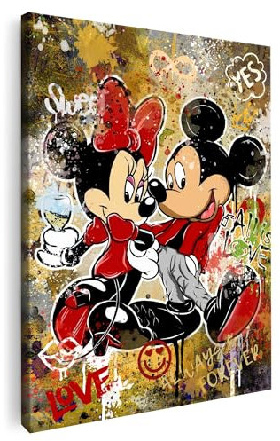 Artmazing | Mickey Minnie Bild bunt | S-Art Bilder | Mickey Minnie Bilder Modern | Coole Wandbilder Wohnzimmer | Wandbild Mickey Minnie Deko XXL | Bild Leinwand XXL | Mickey Minnie Bilder Wand