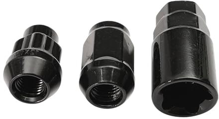 21Pcs M12x1.5mm Car Wheel Locking Nuts Blots Locker With Key For Ford For Focus For 2007-2010 Black Alloy