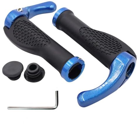 HengDu Fahrradlenker, MTB, BMX, Mountainbike-Lenker, urbane Fahrräder, Aluminium-Dual-Lenker, Scooter-Lenker, Dirt-Bike, Tourenrad, E-Bike-Lenker (große Horn-Form (blau))