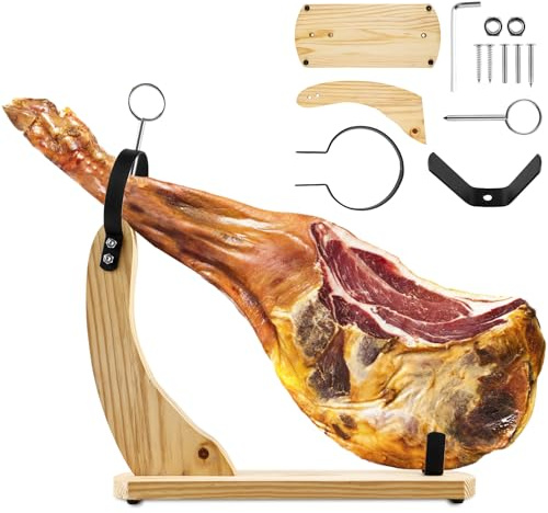 Ham Stand, 38x17x43 cm Wooden Ham Holder with Non-Slip Pads Professional Prosciutto Carving Stand Stable Sturdy Ham Rack for Carving Spanish Hams and Italian Prosciutto