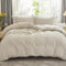 Freyamy Seersucker Housse de Couette 220x240cm+2 Taie d'oreiller 65x65cm Gaufré Rayé Structuré Beige Parure de lit 2 Personnes Adulte Sets de Housse Couette en 100% Microfibre avec Fermeture Éclair