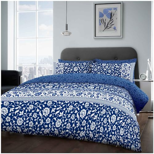 GC GAVENO CAVAILIA Botanical Double Bed Quilt Cover Complete Set 4 Pieces, Reversible Printed Floral Bedding With Matching Pillowcases, 1x Poly Cotton Bed Sheet