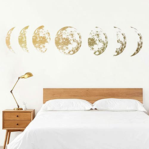 Durable Golden Moon Phase Pattern Wall Decal for Home Decoration Easy to Apply Sticker
